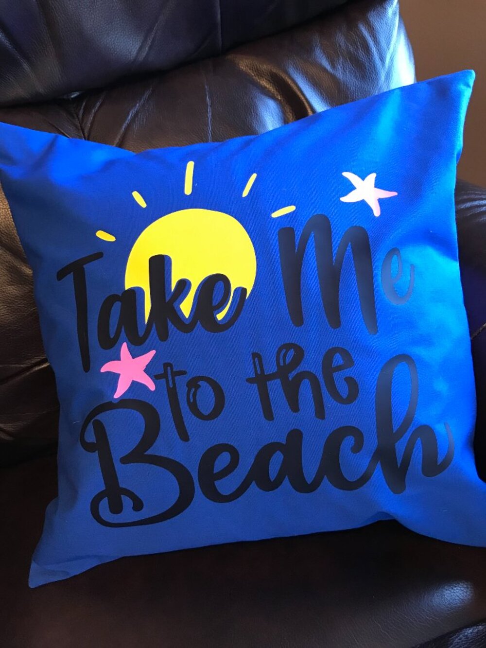 Handmade Beach Pillow Cover Whimsical Ocean Décor Eco Friendly 18 x 18 inches